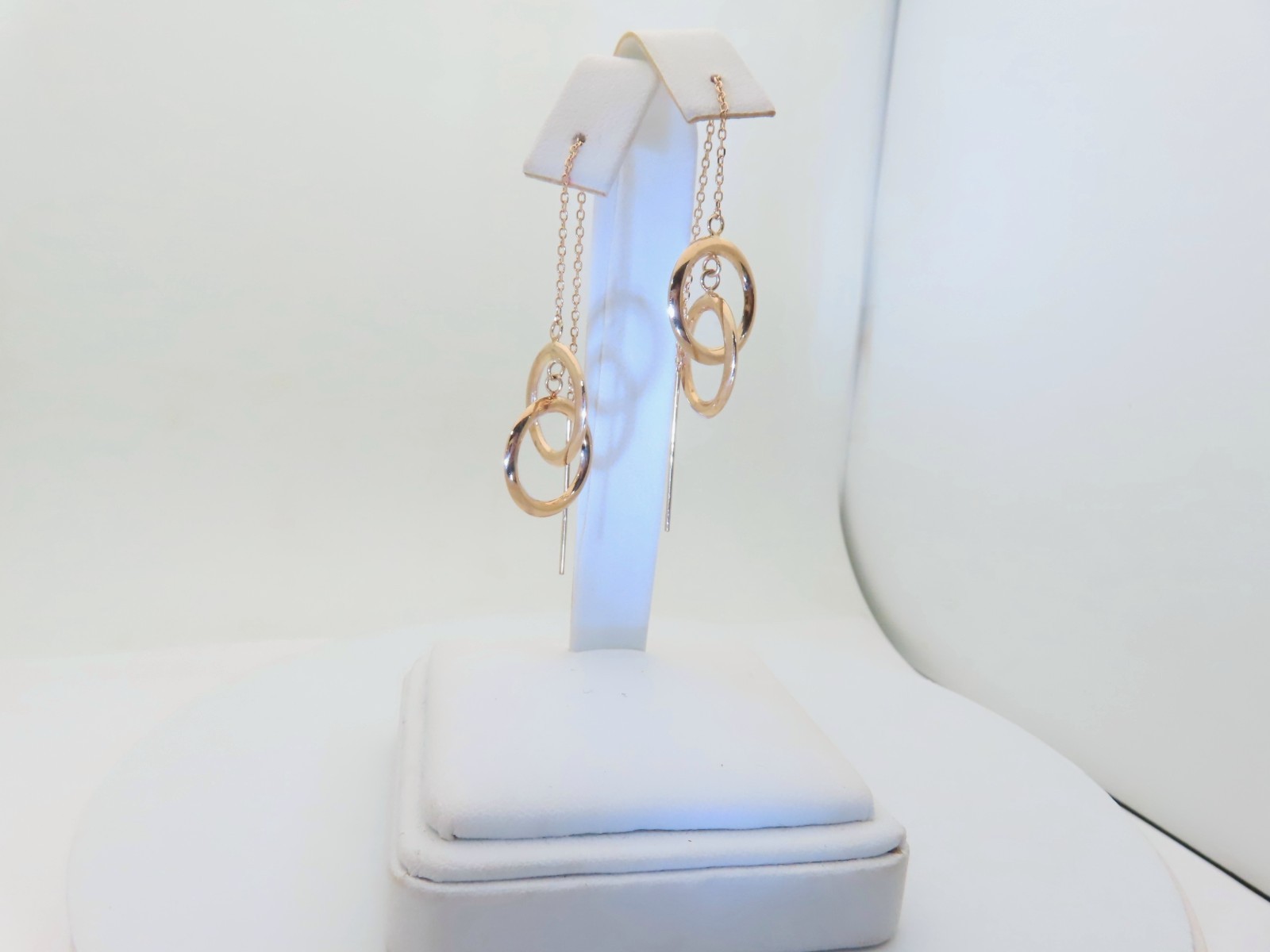 14k Solid Gold Pierced Double Interlocking Ring T… - image 6