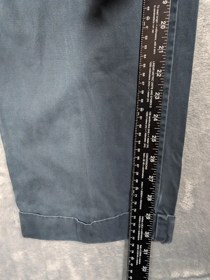 Pantalones Polo Ralph Lauren Para Hombre 34x32 Azul Gris Hammond Plisado Chino Puño Sarga Foto 4 de 4