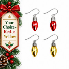 Christmas Light Bulb Earrings 316L Surgical Grade Steel Ear Wires Red or Yellow