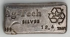 Ag-Tech 12.4oz .999 Silver Vintage Poured Bar RARE! DC-7061