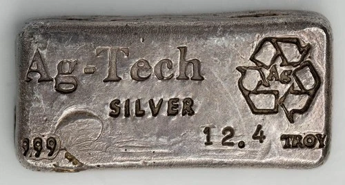Ag-Tech 12.4oz .999 Silver Vintage Poured Bar RARE! DC-7061