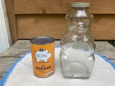 Vintage Large 1950s Snow Crest Beverages Glass Bear Coin Bank Bottle 8.5" tall