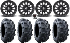 Fuel Vector 14" Wheels Matte Bk 27" Vampire II Tires Polaris RZR XP 1K / PRO XP