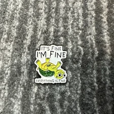 Turtle Enamel Pin It’s Fine I’m Fine Tortoise Upside Down Brooch Backpack Gift