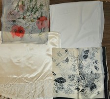 Vtg Scarves 1950s - 80s Lot Of 4, Whites