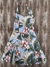 Vintage Hilo Hattie's Hawaii Floral Halter Dress Beach Cover Up Floral Hawaiian