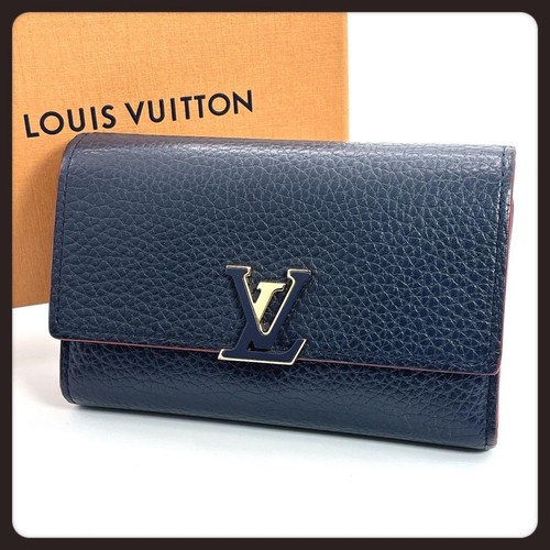 New IC Boxed Louis Vuitton Capucines Compact Wallet Navy Black