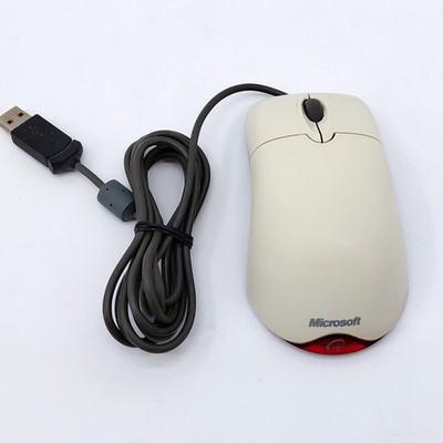 Vintage Microsoft Wheel Mouse Optical USB And PS/2 Compatible White Tested