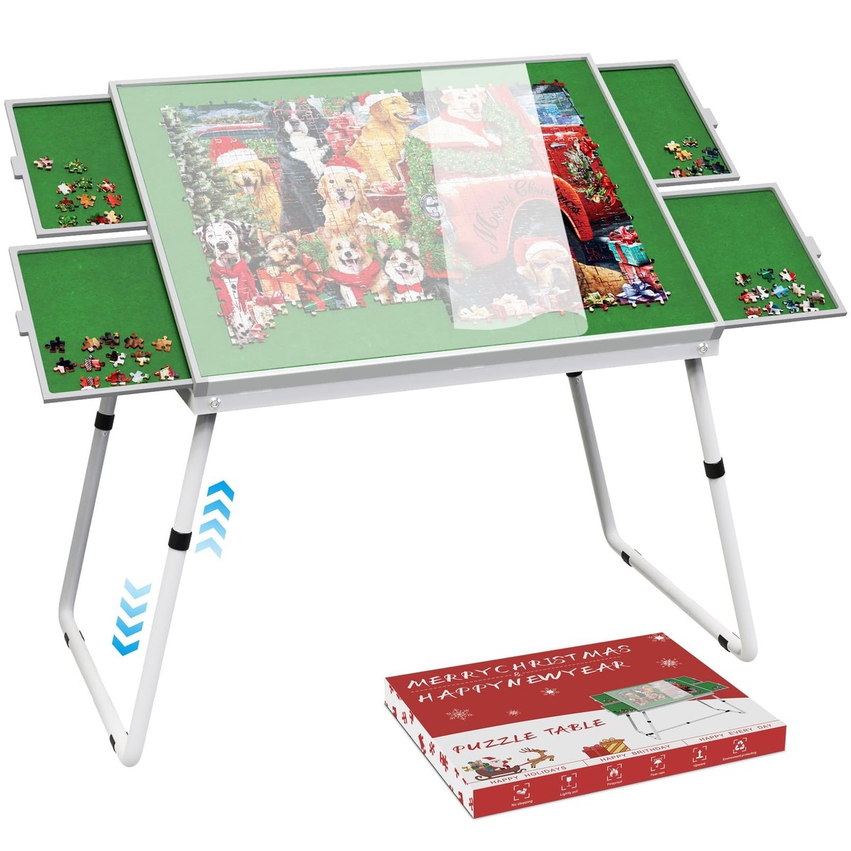 Jigsaw Puzzle Table Adjustable Height-18,28inch,2 in 1 Design