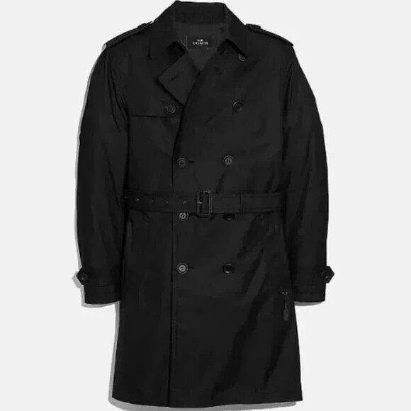 Coach F33778 Trench Coat Men's Black Medium