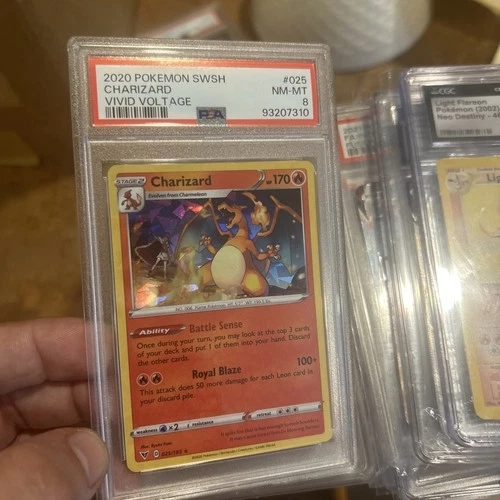 2020 Pokemon SWSH Vivid Voltage Charizard cracked ice holo #025 PSA 8