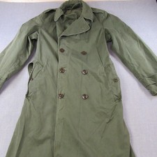 Vintage US Army Military Rain Trench Coat Long Small Vietnam Era OD Green