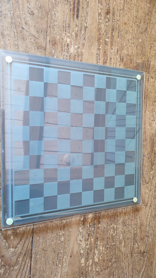Plateau de Jeu de Dames / Échecs en Verre 35x35 cm - Avec Boîte D'origine - Photo 2/4