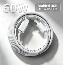 Braided USB C to USB C Cable 60W Fast Charger For iPhone17 15 Samsung i-Pad Lot