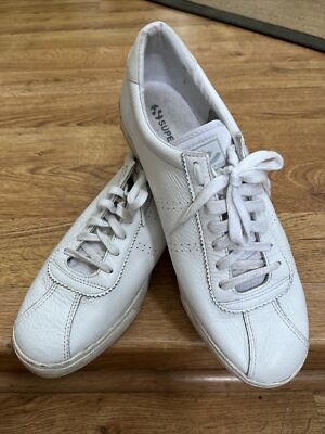 SUPERGA Men's White Leather Sneakers # S00CKL0 Sz US 12