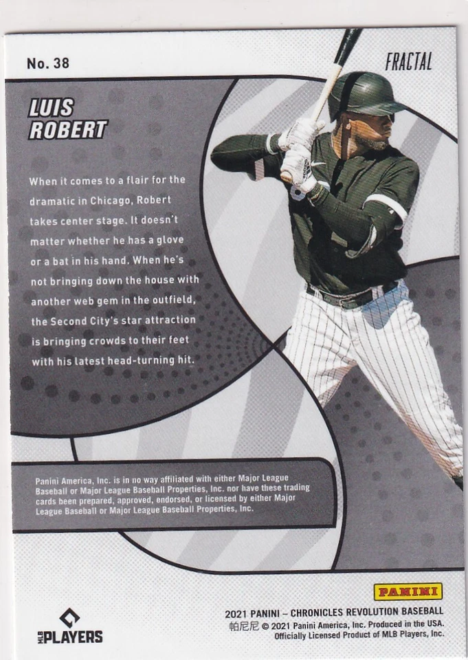 2021 REVOLUTION FRACTAL LUIS ROBERT CHICAGO WHITE SOX PARALLELS BZ-5827 - Image 2 of 2
