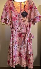 Ava & Viv Women’s Floral Dress Belted Pink/Fuchsia ￼Flowers Size XL
