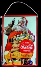 Coca-Cola Coke Santa Mini Tin Metal Wall Hanging Sign Open Road Christmas - NEW