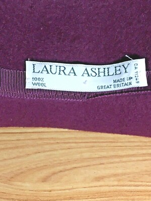 Vintage Laura Ashley Purple 100% Wool Felt Wide-Brim Hat with Bow Accent Vintage Laura Ashley Womens Purple Hat Ribbon Bow Felt  main image 2