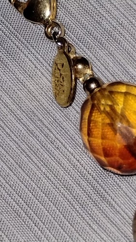 Joan Rivers Faceted Amber & Brown Color Glass Bead Necklace 36" w Pendant Signed - Picture 3 of 5