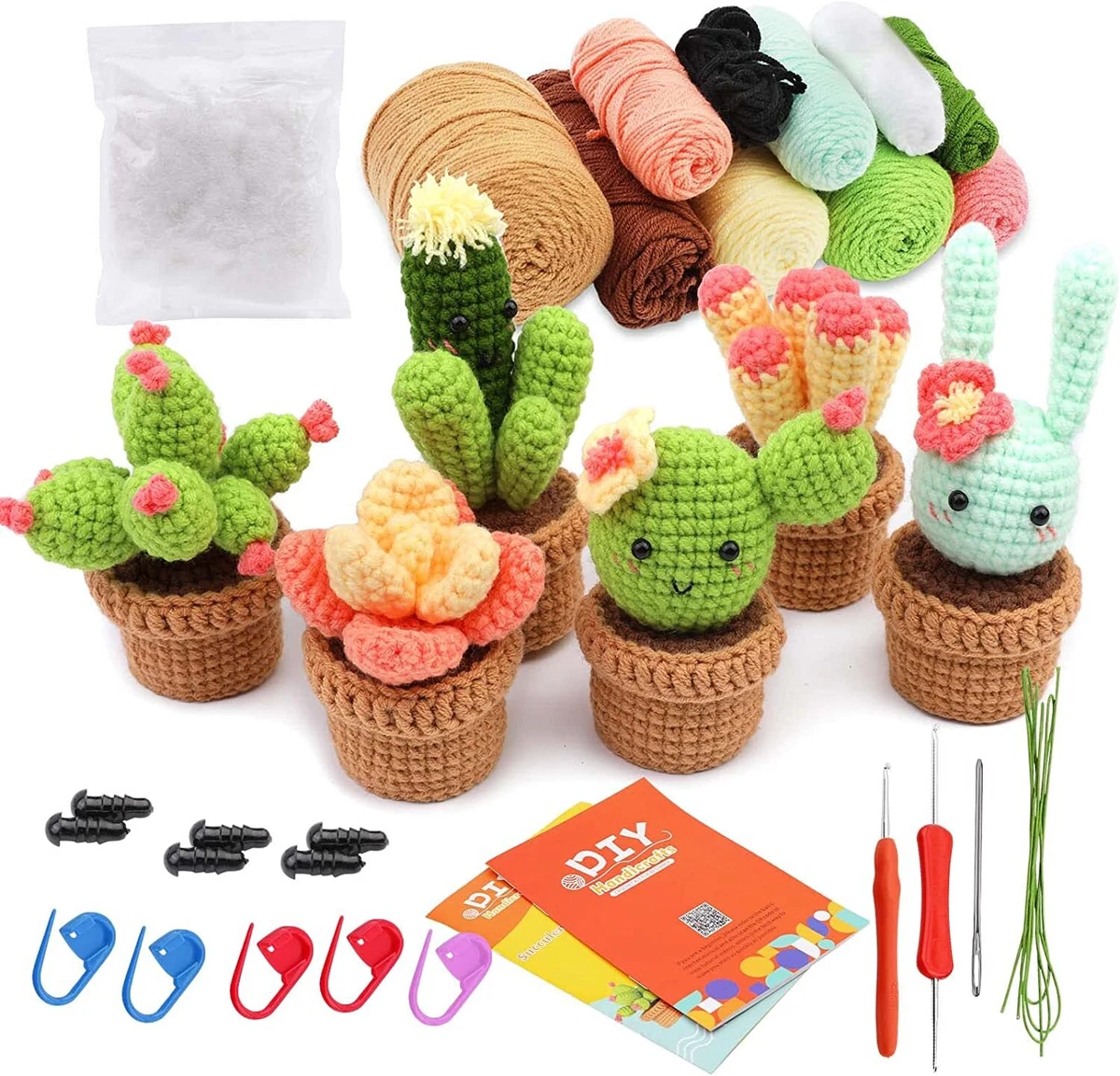 Cactus Plant Crochet Starter Kit, Green Crochet Kit for Beginners, Adults  Kids