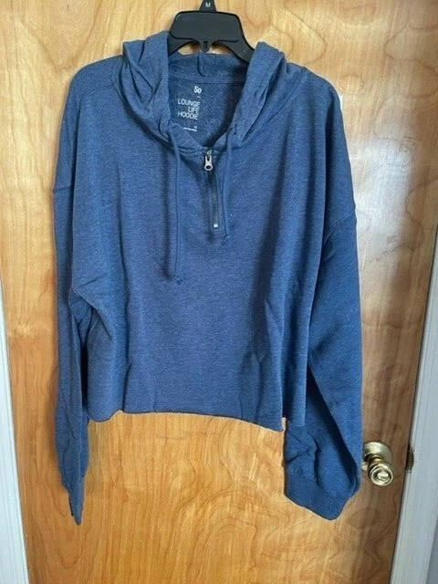 LOT of 2 SO Brand Juniors Half Cut Hoodie Top 1X Black Blue