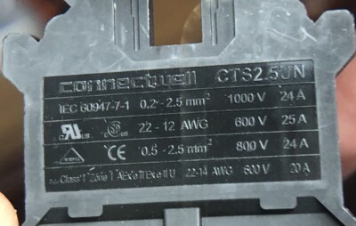 Lot of 5 Altech Corp Connectwell CTS 2.5 UN Black DIN Rail Terminal Block New