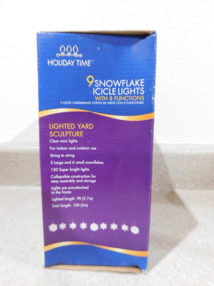 Holiday Time White 9 Snowflake Icicle Lights With 8 Functions - Image 2 of 4