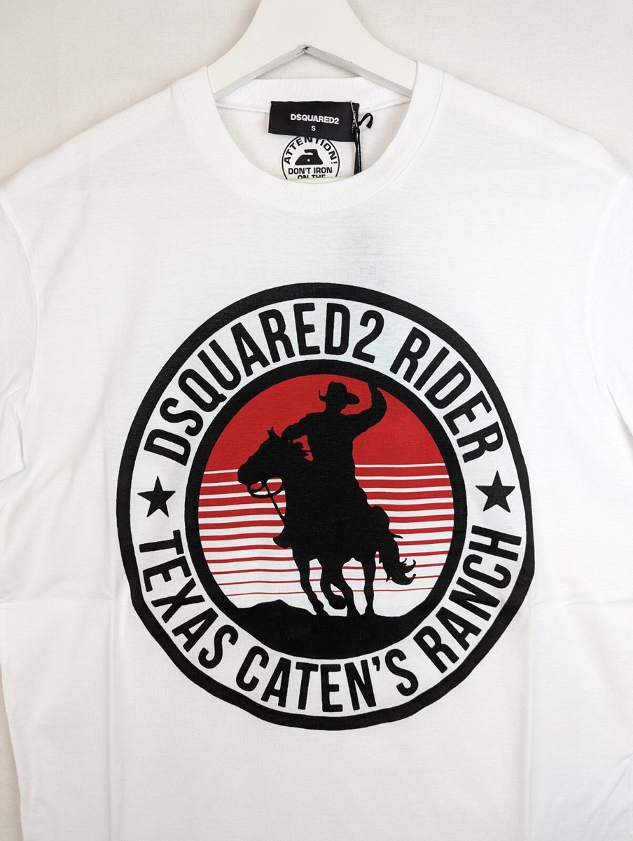 DSQUARED2 D2 T-SHIRT MENS RIDER TEXAS PRINT - WHITE | eBay