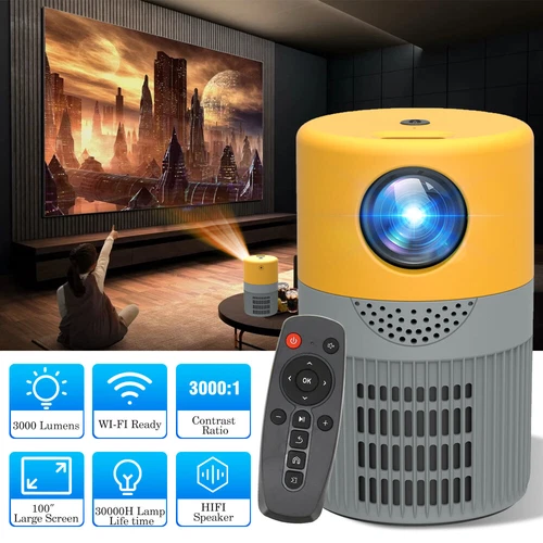 4K Mini Projector 12000 Lumen LED 1080P WiFi Bluetooth UHD Portable Home Theater - Picture 1 of 12