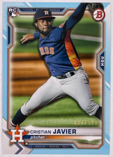 CRISTIAN JAVIER RC Rookie - Sky Blue Parallel #/499 2021 Bowman #83