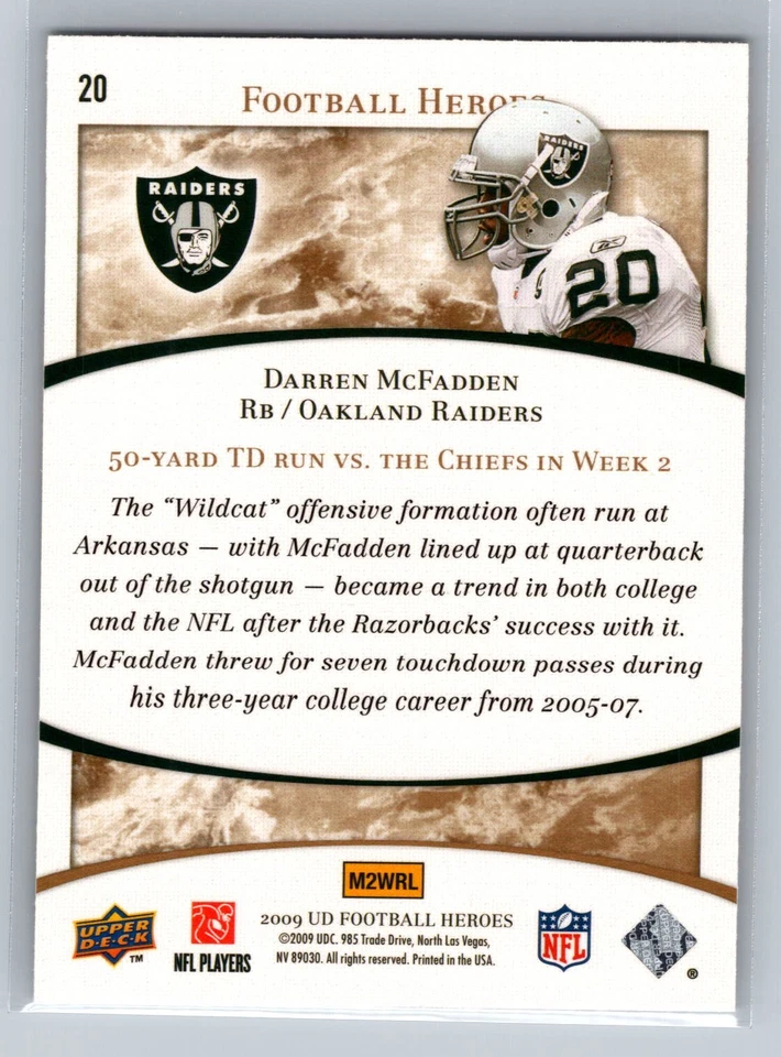 2009 Upper Deck Heroes #20 Darren McFadden - Image 2 of 2