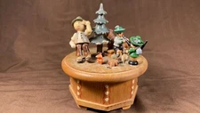 Vintage Swiss Thorens Revolving Music Box Wood Figures Do Re Mi