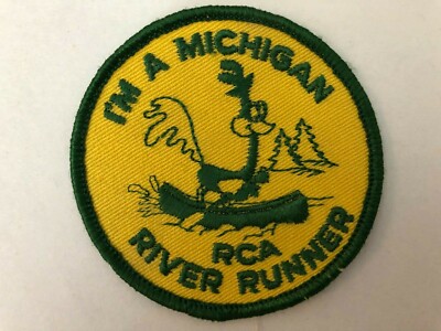 Vintage ''I'm A Michigan River Runner'' Patch Pure MI Lakes and Streams Roadrunner