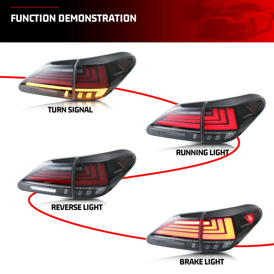 Lanternas traseiras de LED para Lexus RX350 RX450 2010-2015 conjunto de lâmpada traseira transparente - Imagem 2 de 4