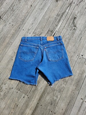 Vintage Levis 505-0217 Denim Jeans Cut Off Into Shorts Made In USA Waist 38 / 36