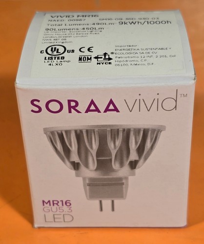 SORAA Vivid MR16 LED Bulbs 3000K 95CRI gu5.3, 36 degree 00967 SM16-09-36D-930