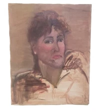 Oil On Canvas Impressionist Painting Woman Portrait  By Artist Patricia Morone
