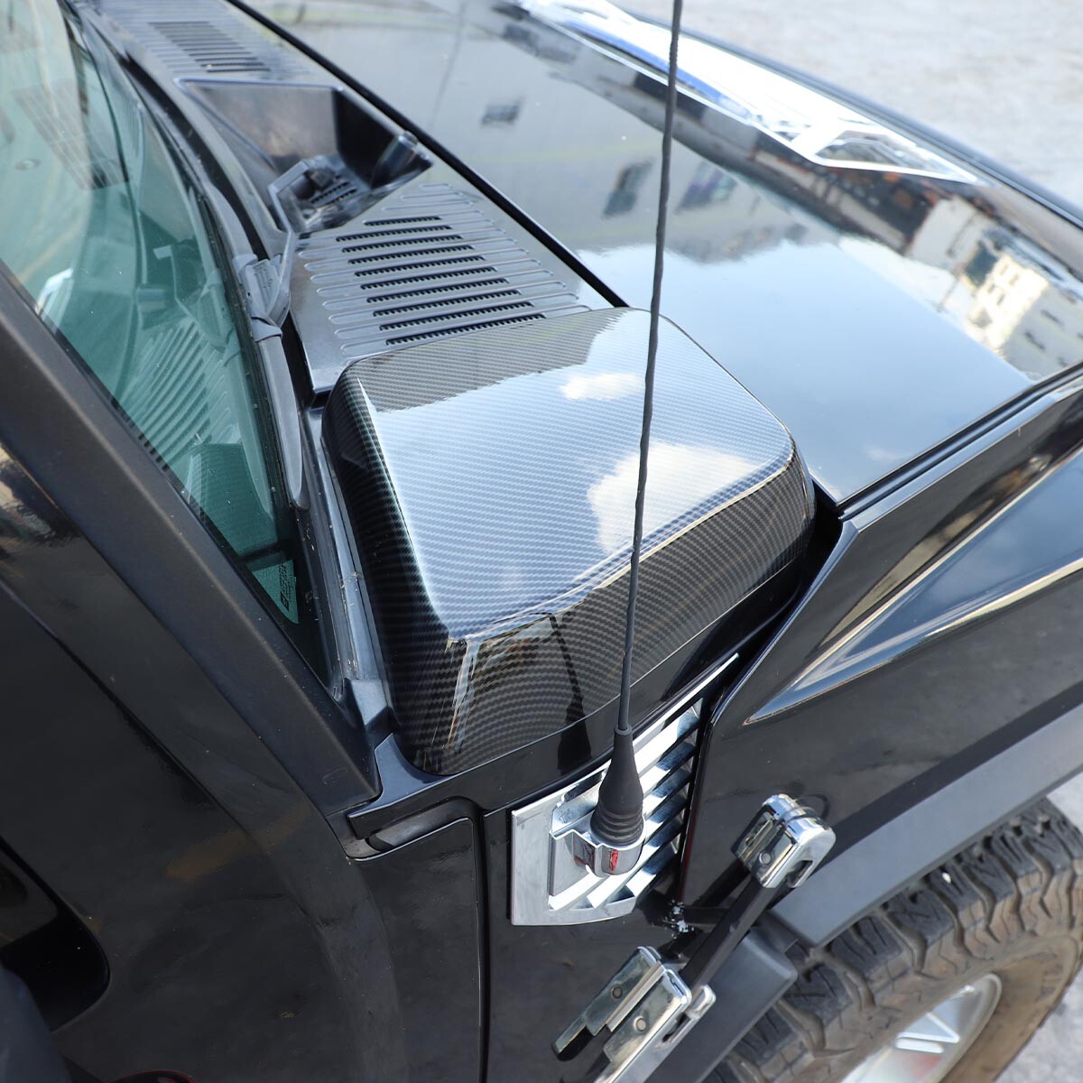 Carbon Fiber ABS Hood Side Decorative Cover Fits For Hummer