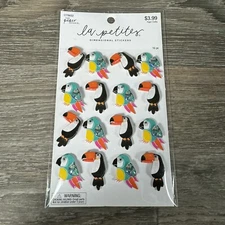 La Petites The Paper Studio Bird Dimensional Stickers Parrot Toucan 16 Pc.