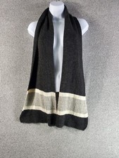 Color Blocked Ribbed Scarf Grey White Black Long 64 X 10.5