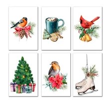 6 Assorted All Occasion Note Cards Blank Greeting Cards Envelopes Christmas