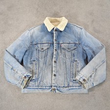 Vintage Levis Denim Jacket Men Large Blue Coat Fur Teddy Sherpa Trucker Borg 40R