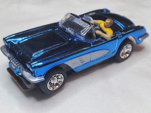 VINTAGE AURORA CORVETTE CONV. VIBRATOR BLUE (CLONE) CHROME RIMS HO SLOT CAR - Picture 2 of 9