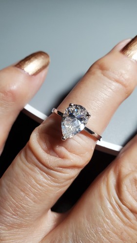 2.00 CT MOISSANITE SOLITAIRE 10KT SOLID WHITE GOLD ENGAGEMENT RING SIZE 7 - Picture 10 of 21