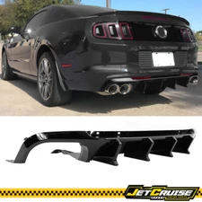 Fits 13-14 Ford Mustang GT500 2-Door Rear Lip Diffuser Gloss Black PP + V4 Fin