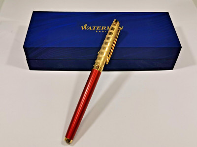 24 Karat Vergoldet Waterman Hemisphere DLX Rot Füllfederhalter Füller Gold