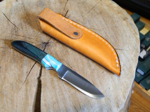 ANZA KNIFE Co. WE HAVE 1- 6" FIXED BLADE WITH A MULTI-COLORED FINGER CUT LEA SH - Picture 3 of 12