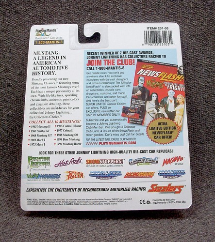 Johnny Lightning Mustang Classics 1975 Cobra II Racer Silver Collector # 6 - Picture 3 of 3