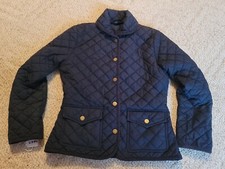 Ralph Lauren Girls Quilted Jacket Coat XL 16 Snap Up Navy Blue Polyester Pockets